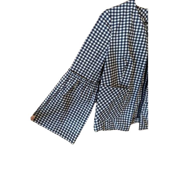 Laundry Shelli Segal Gingham Print Open Front Blazer Jacket Bell Sleeves Size XS - Picture 5 of 7